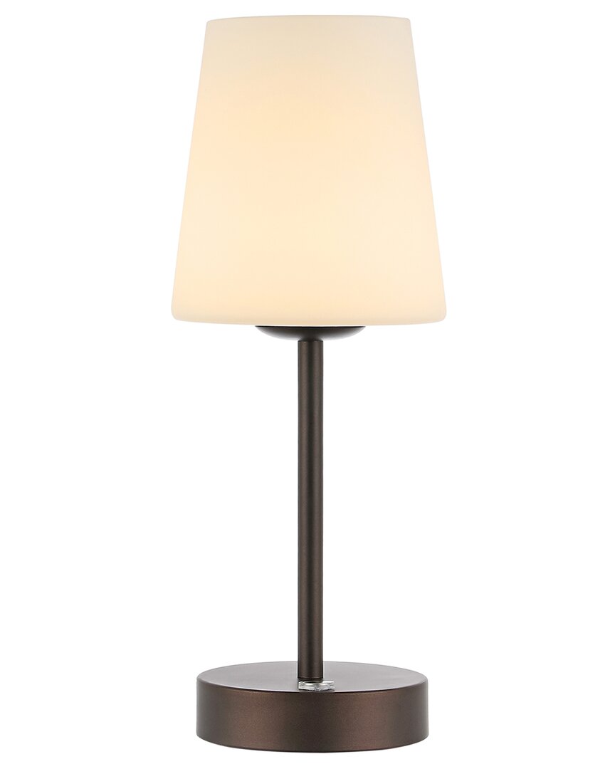 Jonathan Y Carson 12in Bohemian Farmhouse Iron Rechargeable Integrated Led Table Lamp In Bronze
