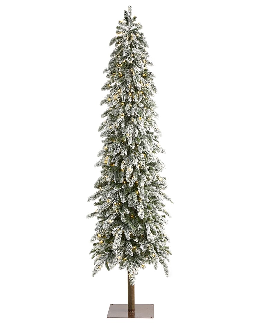Nearly Natural 7.5ft. Flocked Washington Alpine Christmas Artificial Tree In White