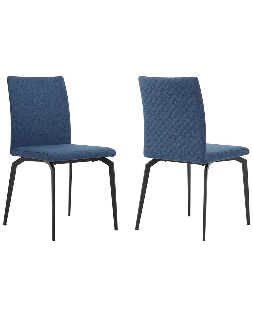 Armen Living Lyon Metal Dining Room Chairs, Set Of 2 In Blue