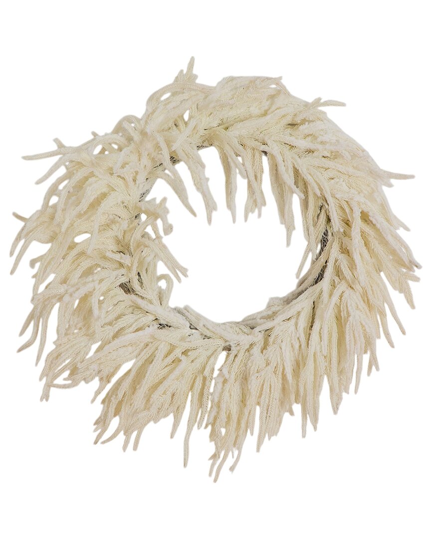 Nearly Natural 24in. Artificial Real Touch White Norfolk Island Pine Wreath In Neutral