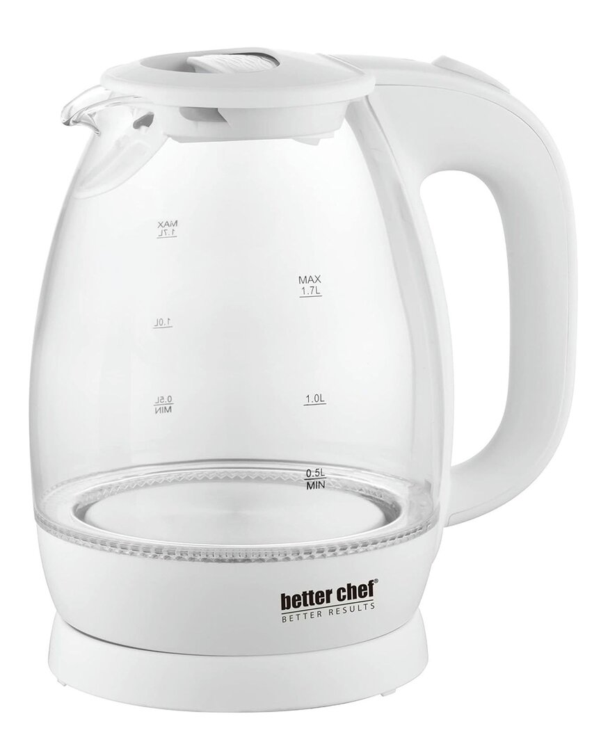 Better Chef 1.7-liter White Glass Cordless Kettle With Led In White