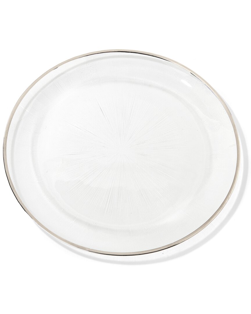 American Atelier Elite Glass Charger Plate With Silver Rim 12.6in