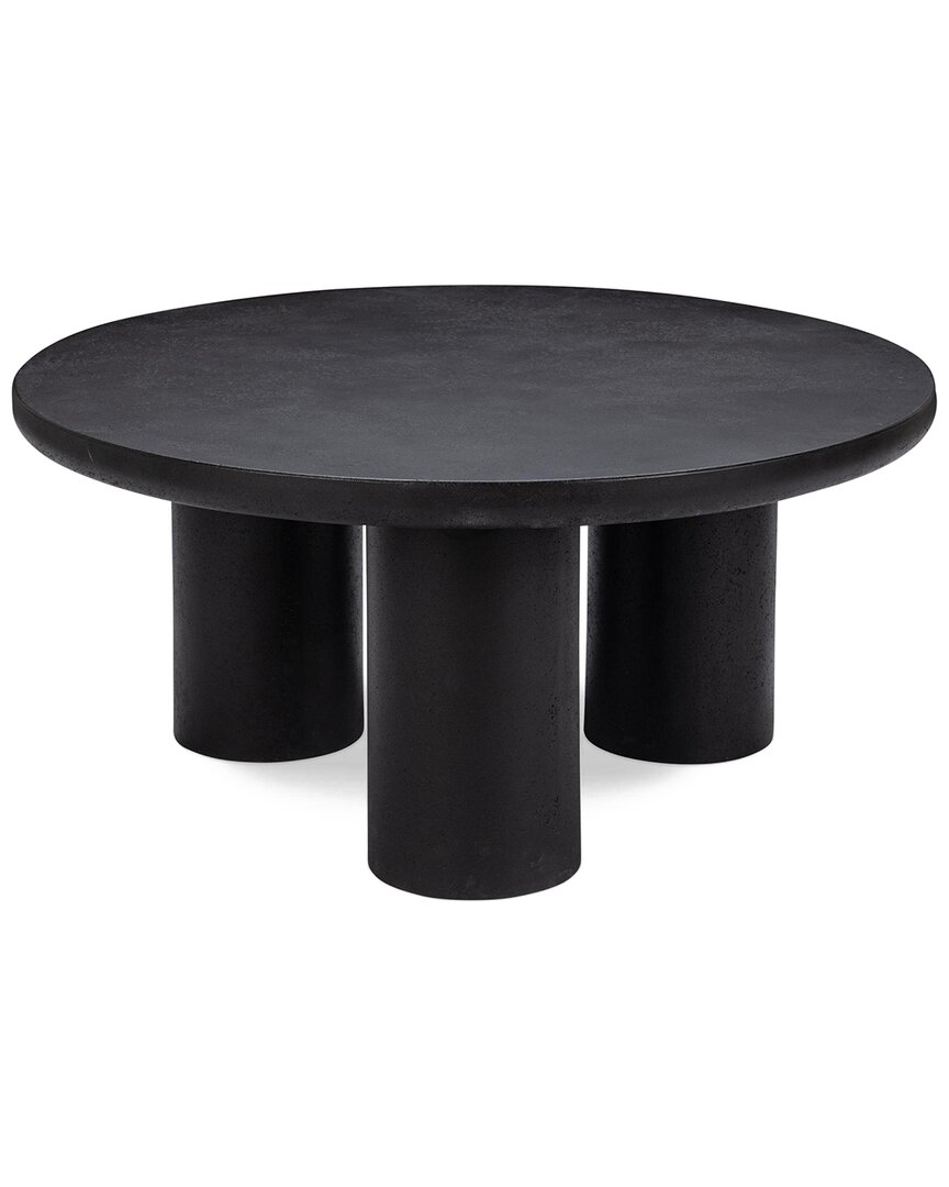 Classic Home Anzio Outdoor Coffee Table In Concrete Black Conc In Brown