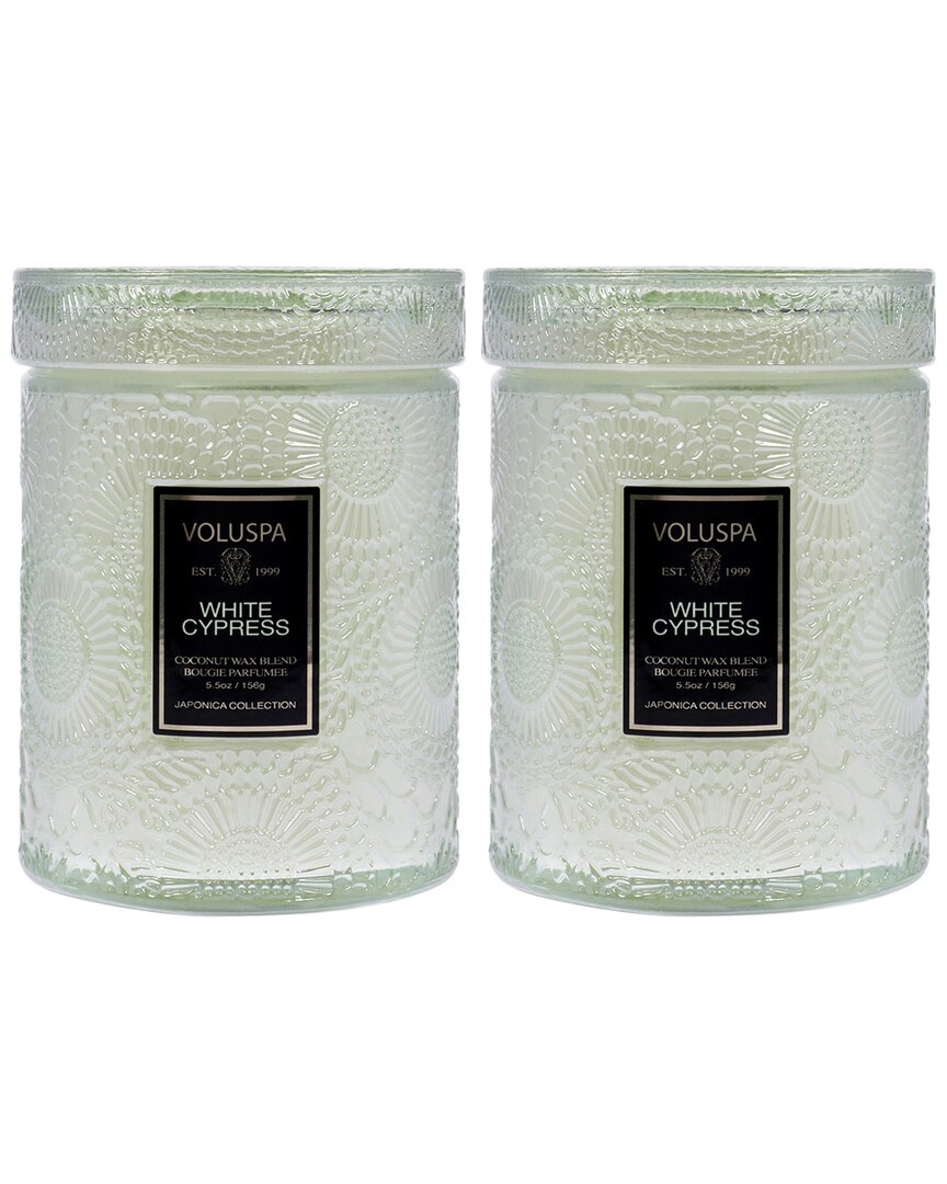 Voluspa Pack Of 2 White Cypress Small 5.5oz Candles In Green