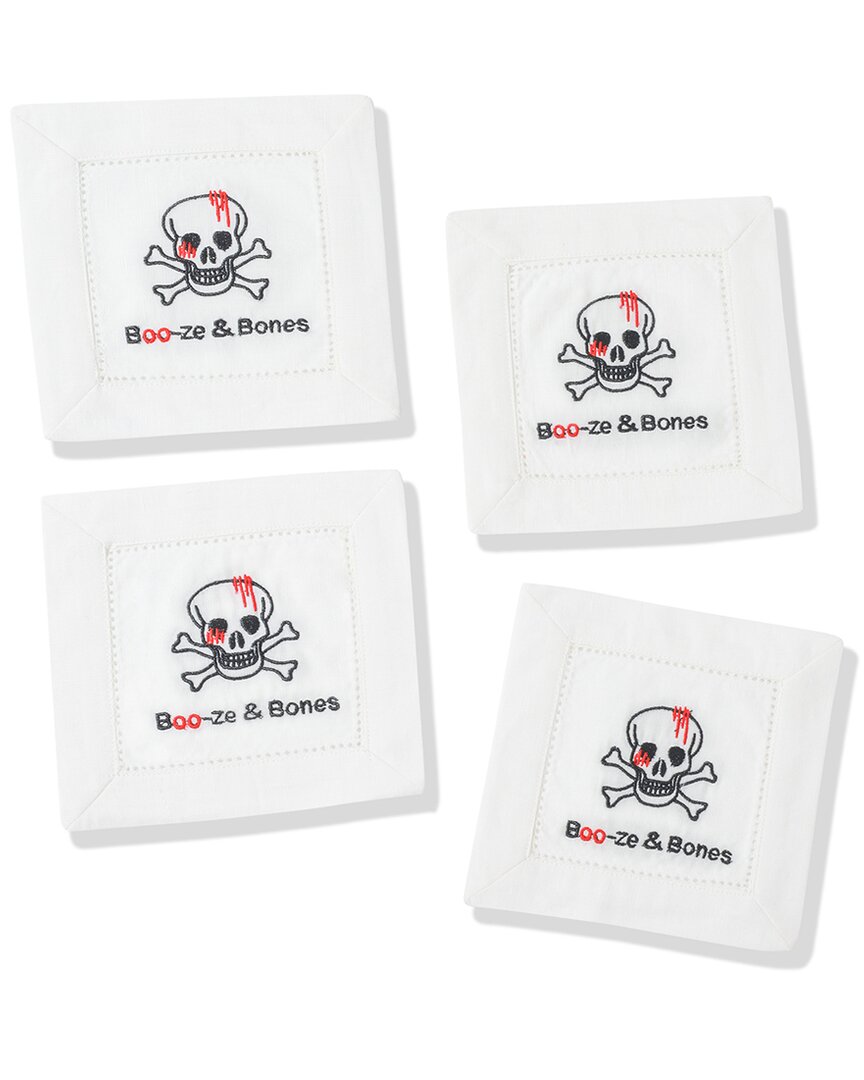 Tiramisu Boo-ze & Bones Cocktail Napkins Set In White