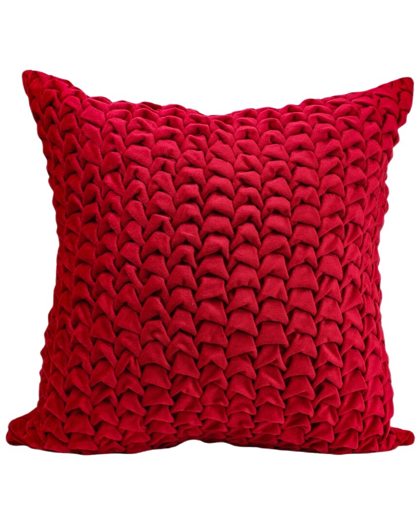 Harkaari Velvet Textured Elegant Holiday Pillow In Red