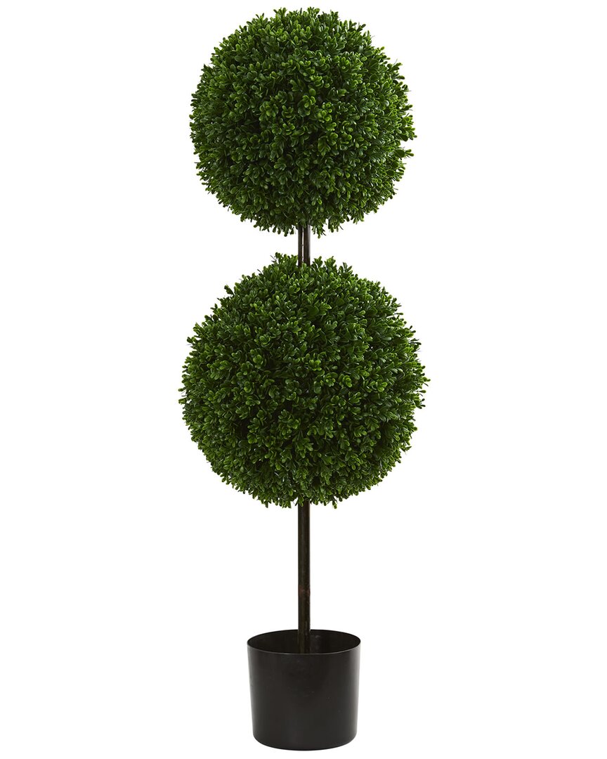 Nearly Natural 3.5ft Boxwood Double Ball Artificial Topiary Tree Uv Resistant  (indoor/outdoor) In Green