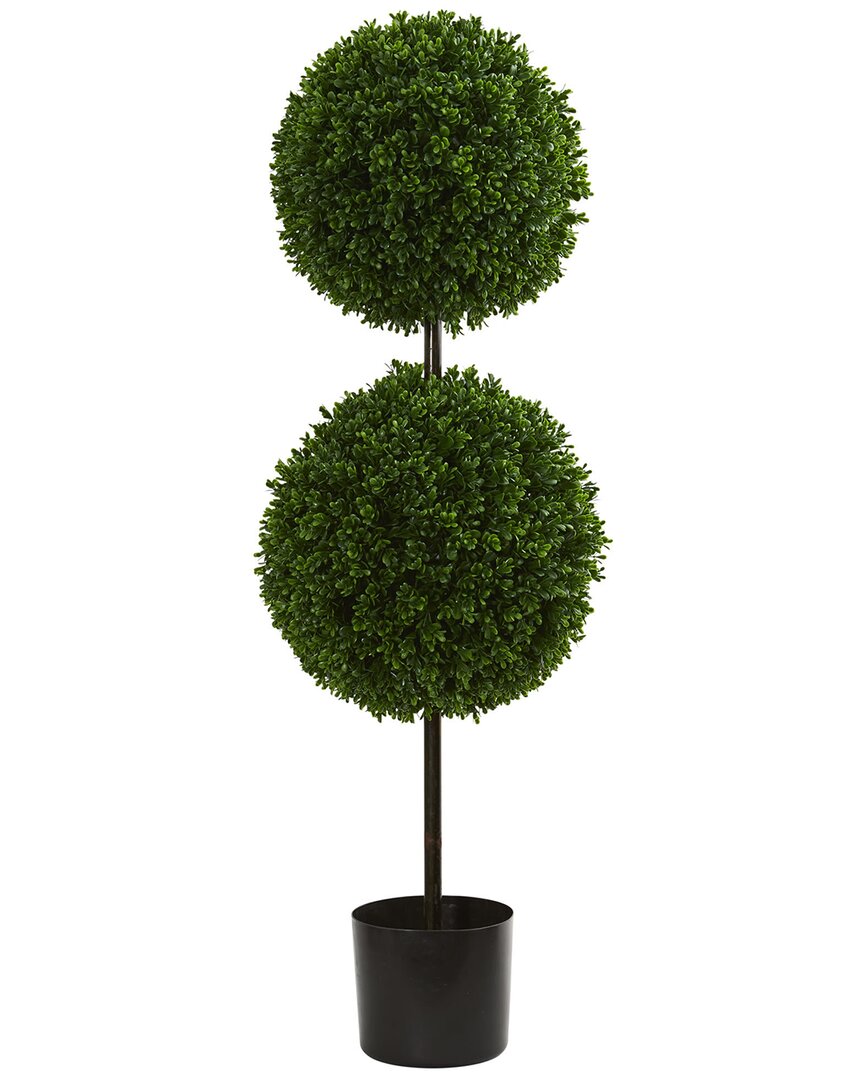 Nearly Natural 3.5' Boxwood Double Ball Artificial Topiary Tree Uv Resistant In Green