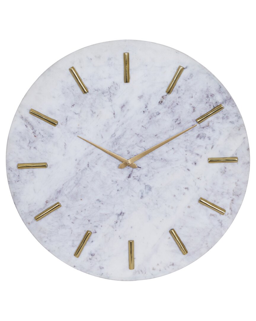 Cosmoliving By Cosmopolitan Marble Clock Decor In White
