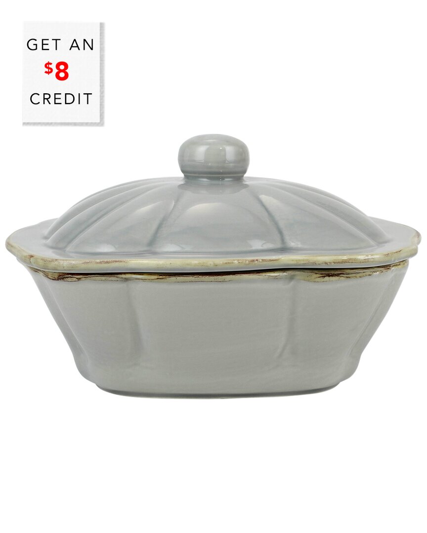 Vietri Italian Bakers Square Covered Casserole Dish With $8 Credit In Grey