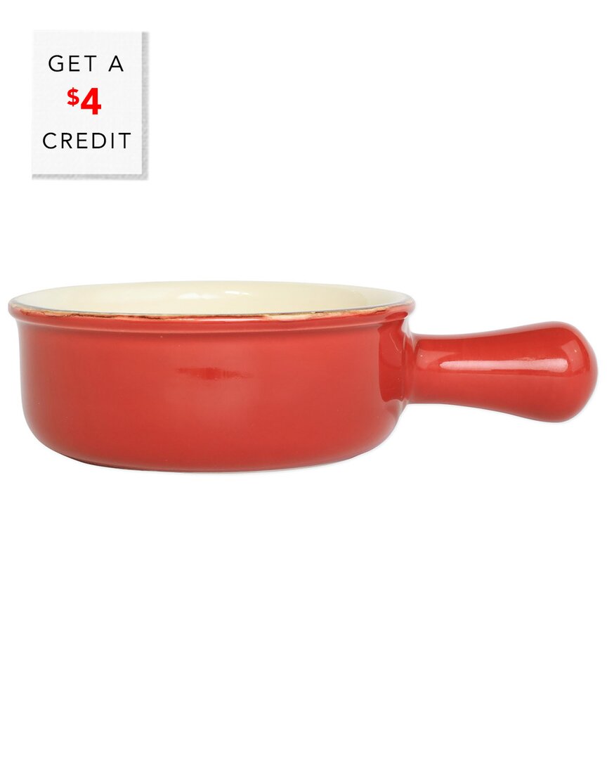 Vietri Italian Bakers Small Round Baker With Large Handle In Red