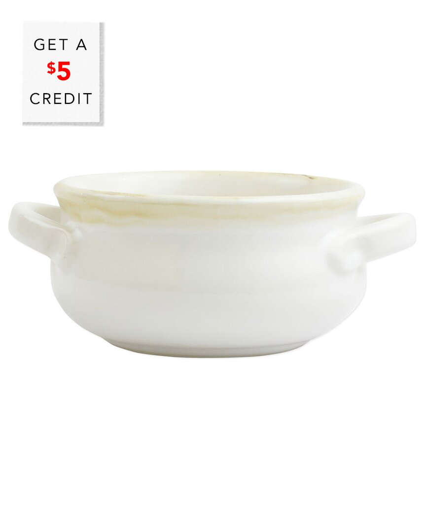 Vietri Italian Bakers Small Handled Round Baker With $4 Credit In White