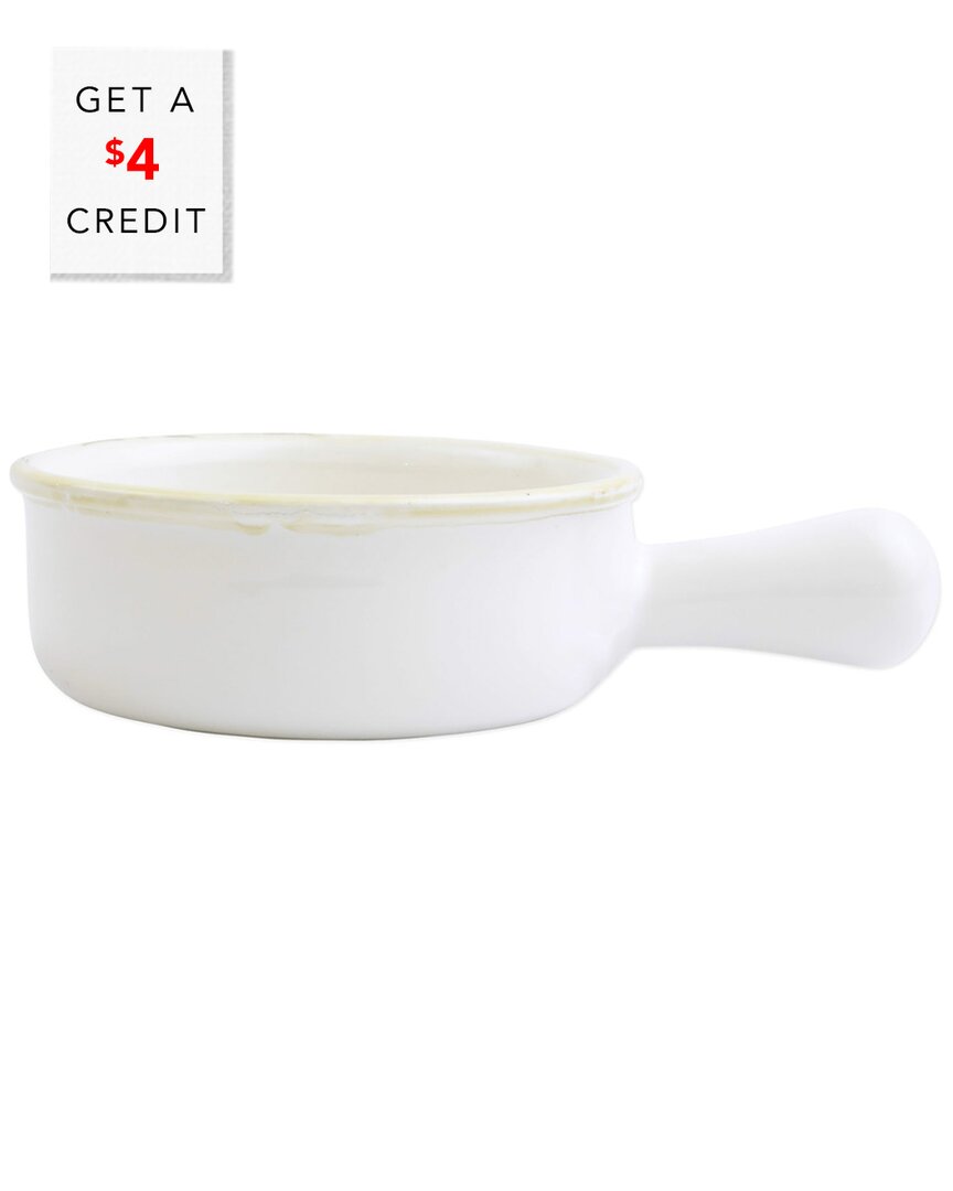 Vietri Italian Bakers Small Round Baker With Large Handle In White