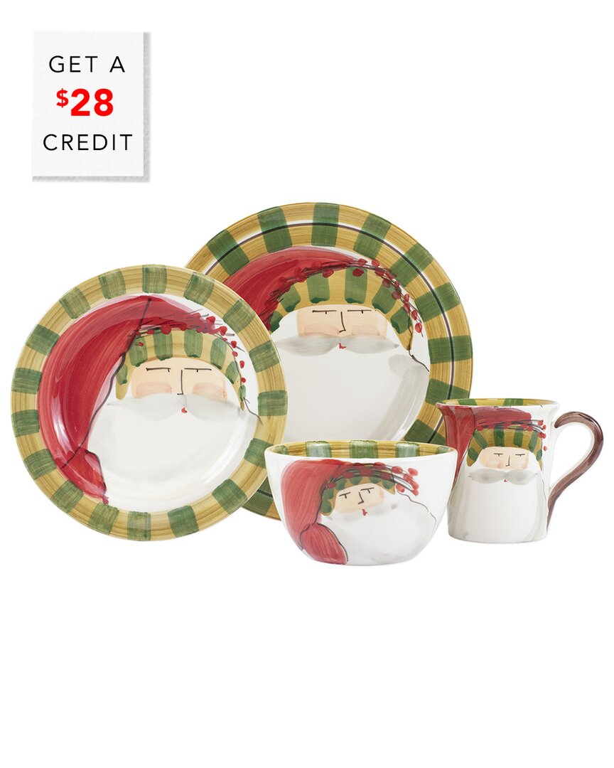 Vietri Old St. Nick Striped Hat 4 Piece Place Setting In Multi