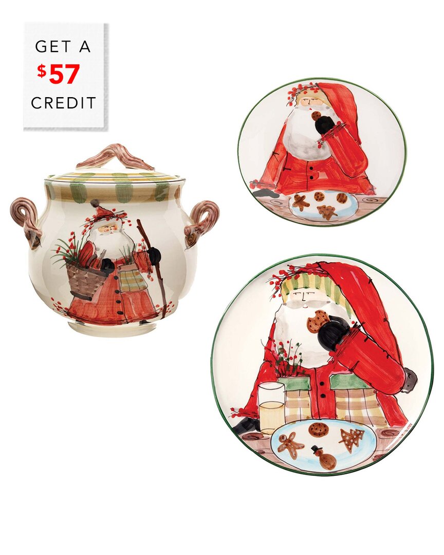 Vietri Old St. Nick Cookies For Santa Set In Multicolor