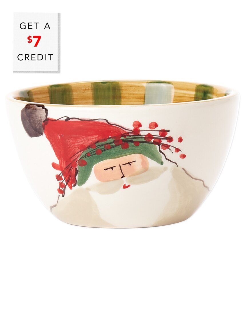 Vietri Old St. Nick Cereal Bowl Green Hat In Multicolor