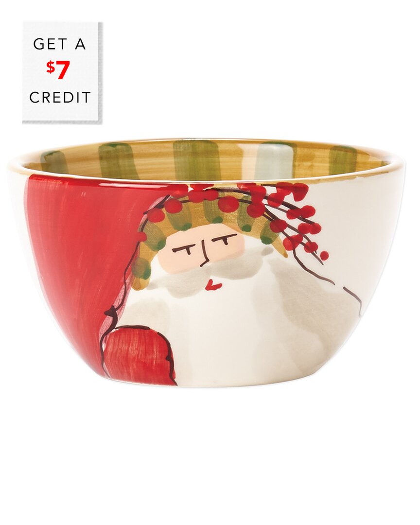 Vietri Old St. Nick Cereal Bowl Striped Hat In Multicolor