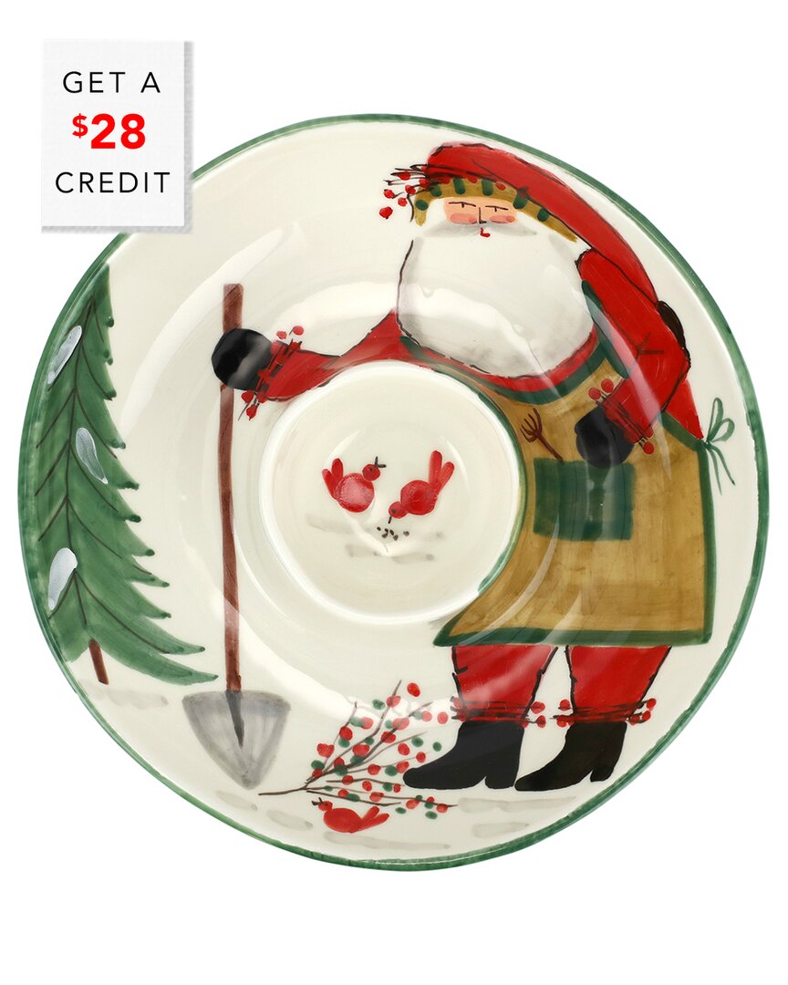 Vietri Old St. Nick Chip And Dip Bowl In Multi