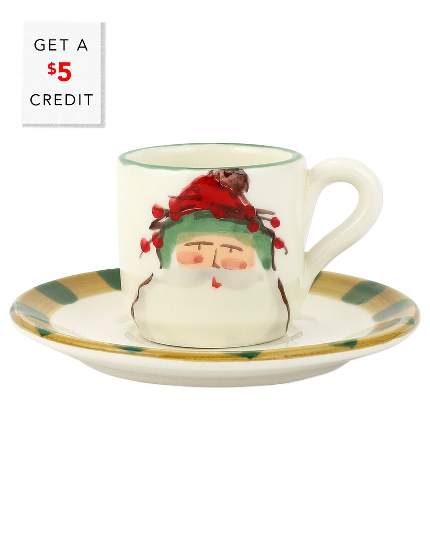 Vietri Old St. Nick 2pc Espresso Cup & Saucer With $5 Credit In Multicolor