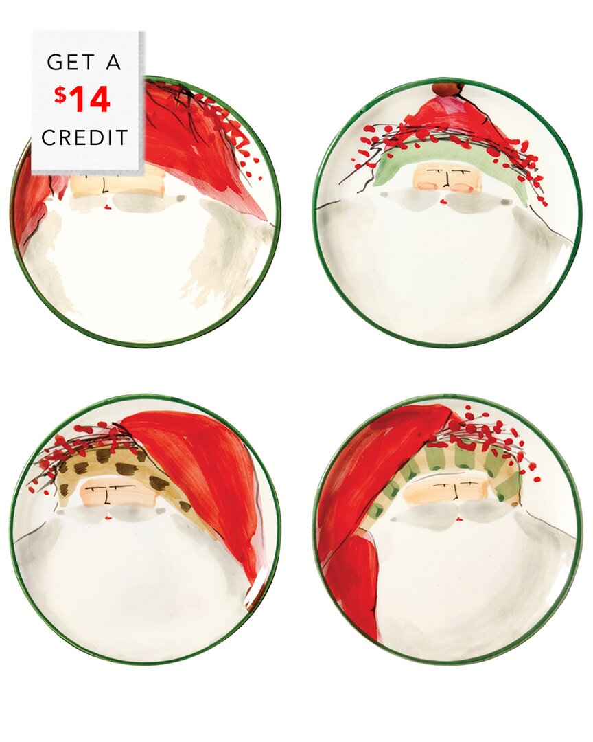 Shop Vietri Old St. Nick Set Of 4 Assorted Canape Plates With $14 Credit In Multicolor