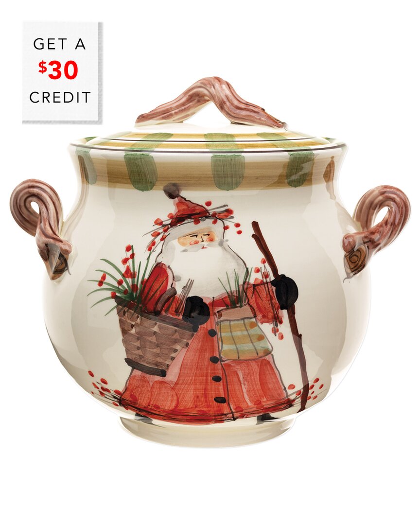 Vietri Old St. Nick Biscotti Jar In Multi