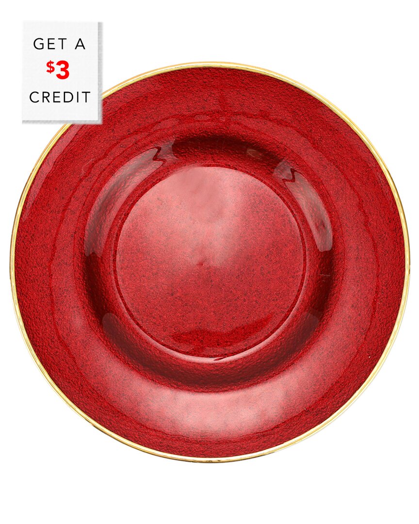 Vietri Metallic Glass Salad Plate With $3 Credit In Red
