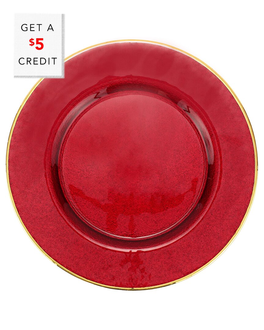Shop Vietri Metallic Glass Service Plate/charger With $5 Credit In Red