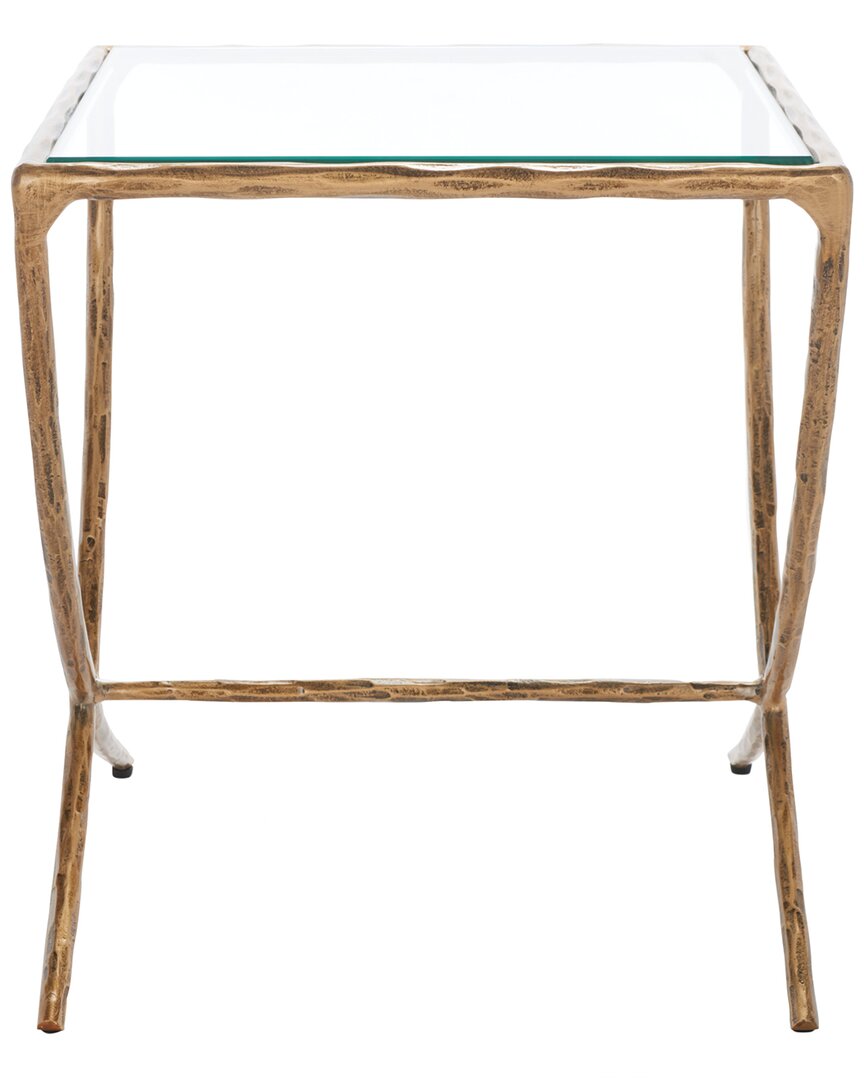 Safavieh Couture Debbie Square Metal Accent Table In Brass