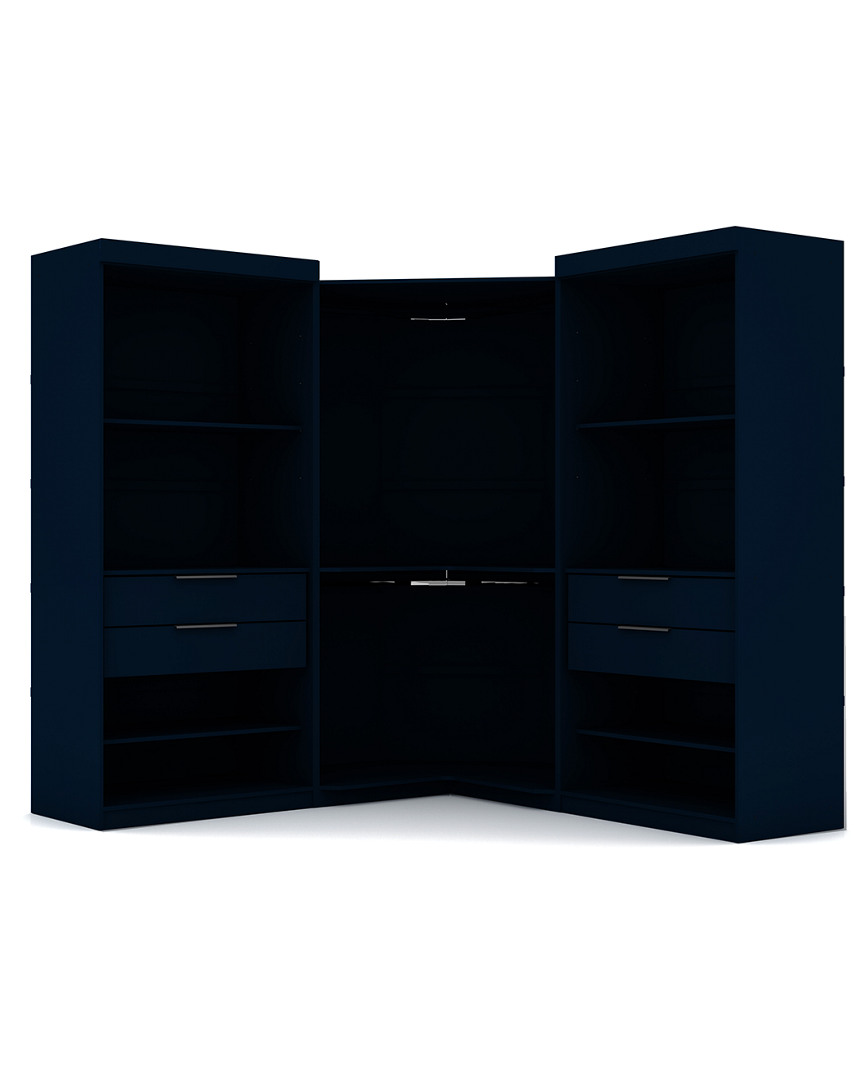 Manhattan Comfort Set Of 3 Mulberry Open 3-sectional Corner Closets In Black