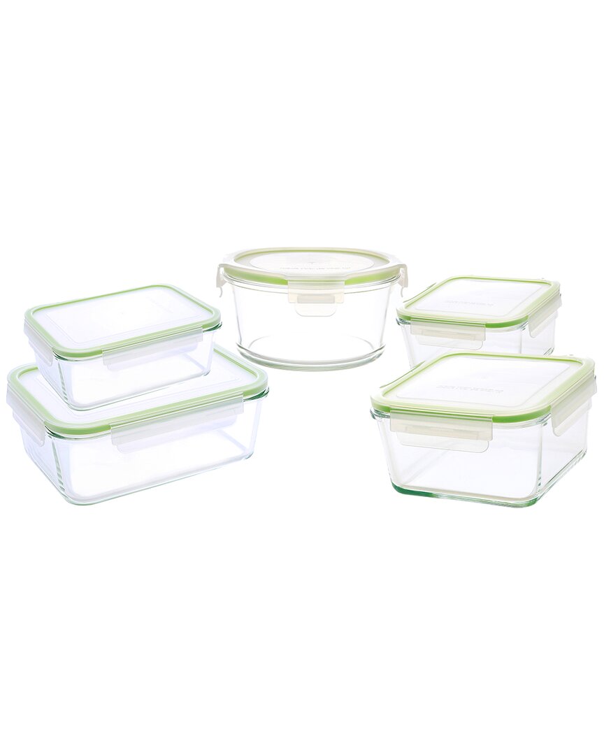 Kinetic Gogreen Glassworks 10pc Glass Food Storage Container Set In Green