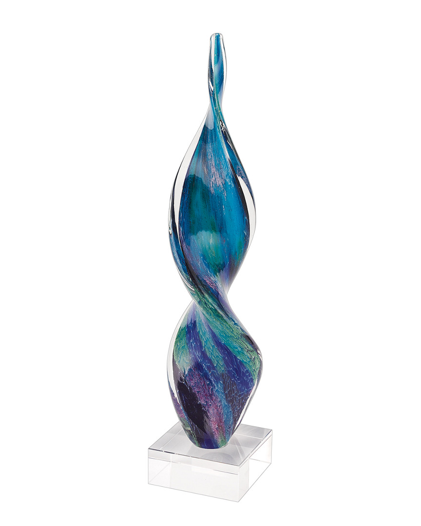 Badash Crystal Murano Style Art Glass Firestorm Corkscrew 18in Centerpiece