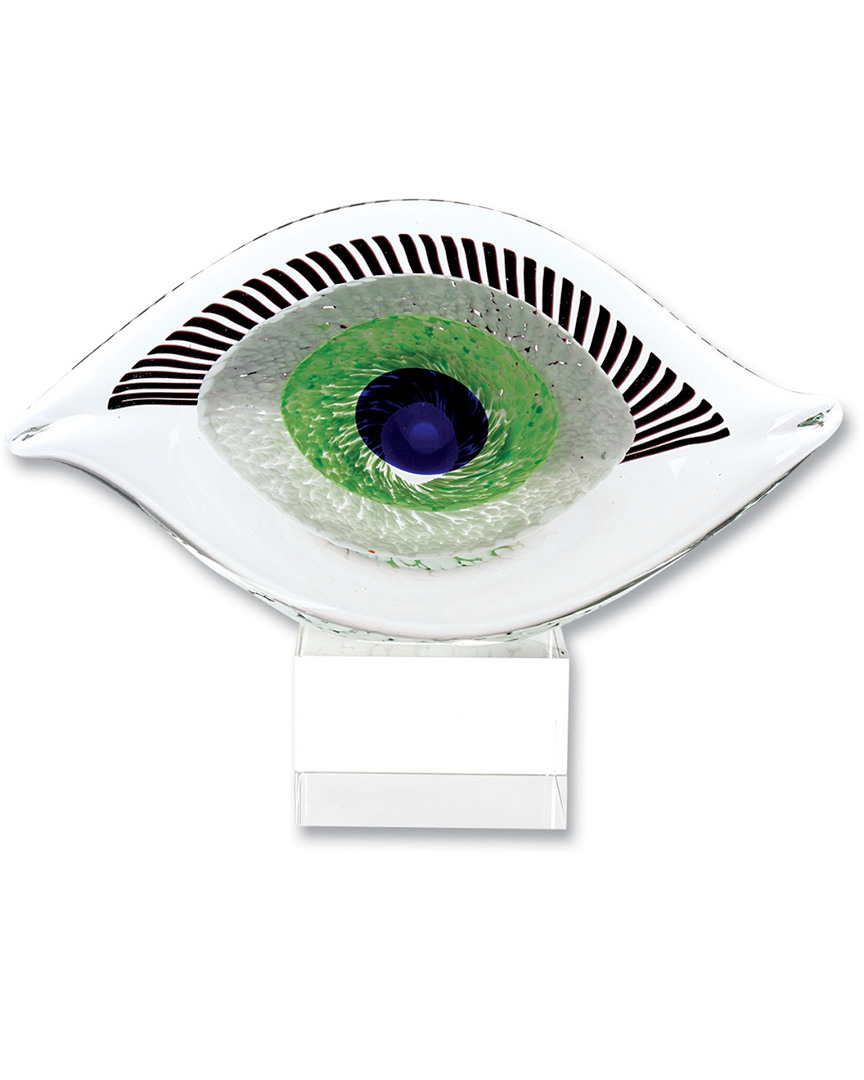 Badash Crystal Visionary Good Luck Murano Style Art Glass Eye Centerpiece