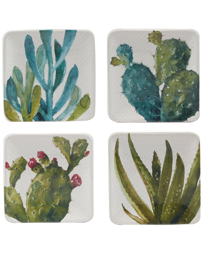 Certified International Cactus Verde Set Of 4 Canape Plates