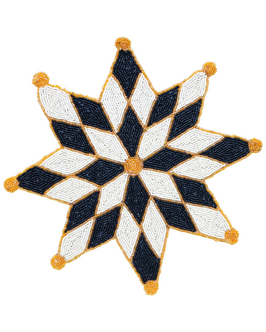 Tiramisu Polaris Starburst Set Of 3 Beaded Placemats In Multi