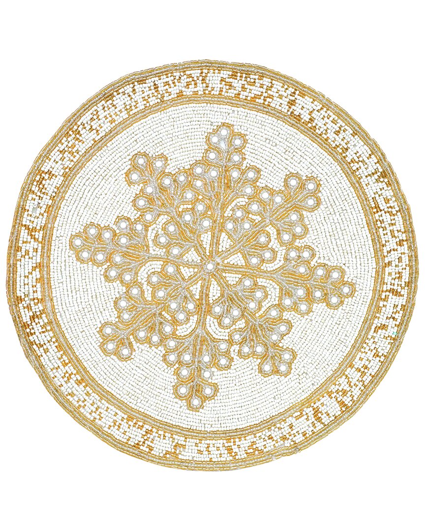 Tiramisu Gilded Snowflake Set Of 3 Beaded Placemats In Gold