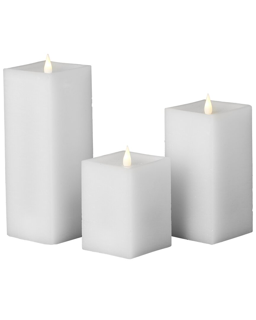 Seasonal Llc Classic Motion Flameless Square Candle 3pc Set In White