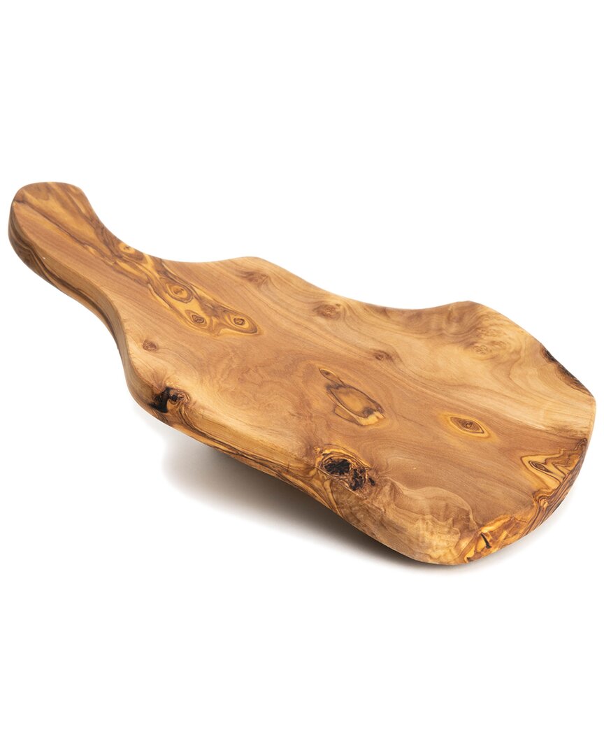 Bayu Olive Wood Small Board With Handle In Brown