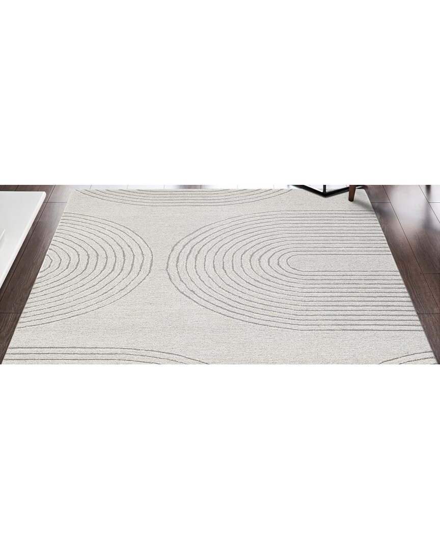 Obeetee Mid-century Wool Rug In White