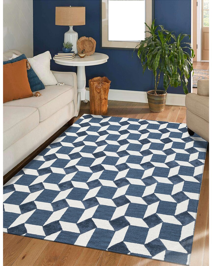 Obeetee Retro Wool Rug In Blue