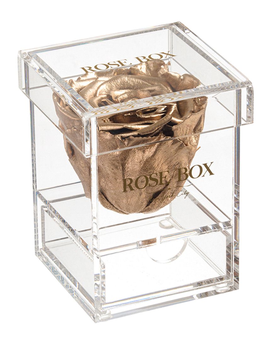 Shop Rose Box Nyc Single Gold Rose Jewelry Box In Metallic