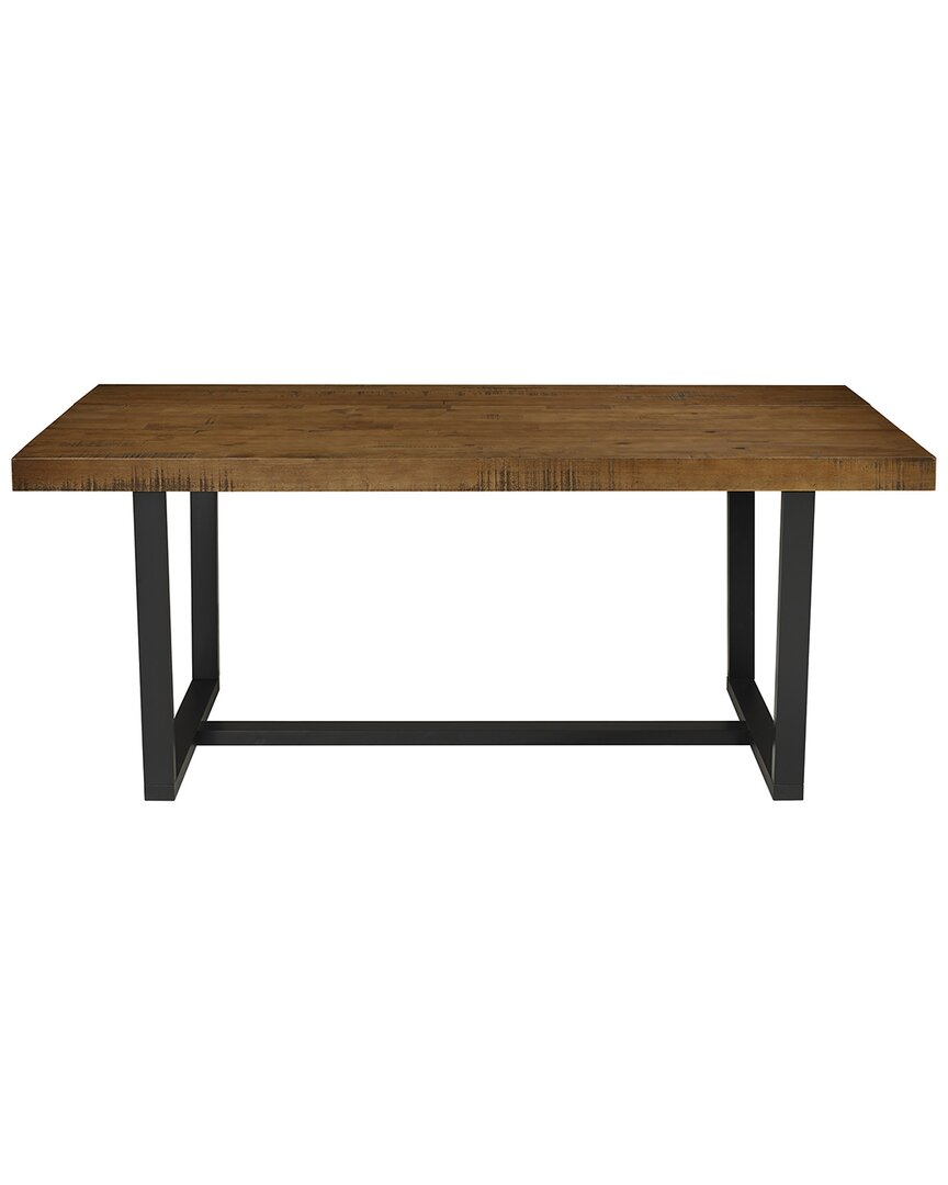 Walker Edison Modern Distressed Solid Wood & Metal Open Frame Dining Table