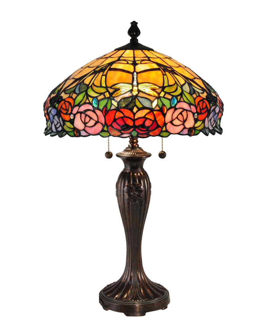 Dale Tiffany Zenia Rose Table Lamp In Multi