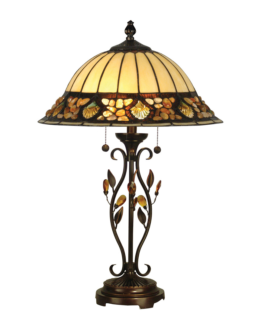Dale Tiffany Pebble Stone Table Lamp In Amber