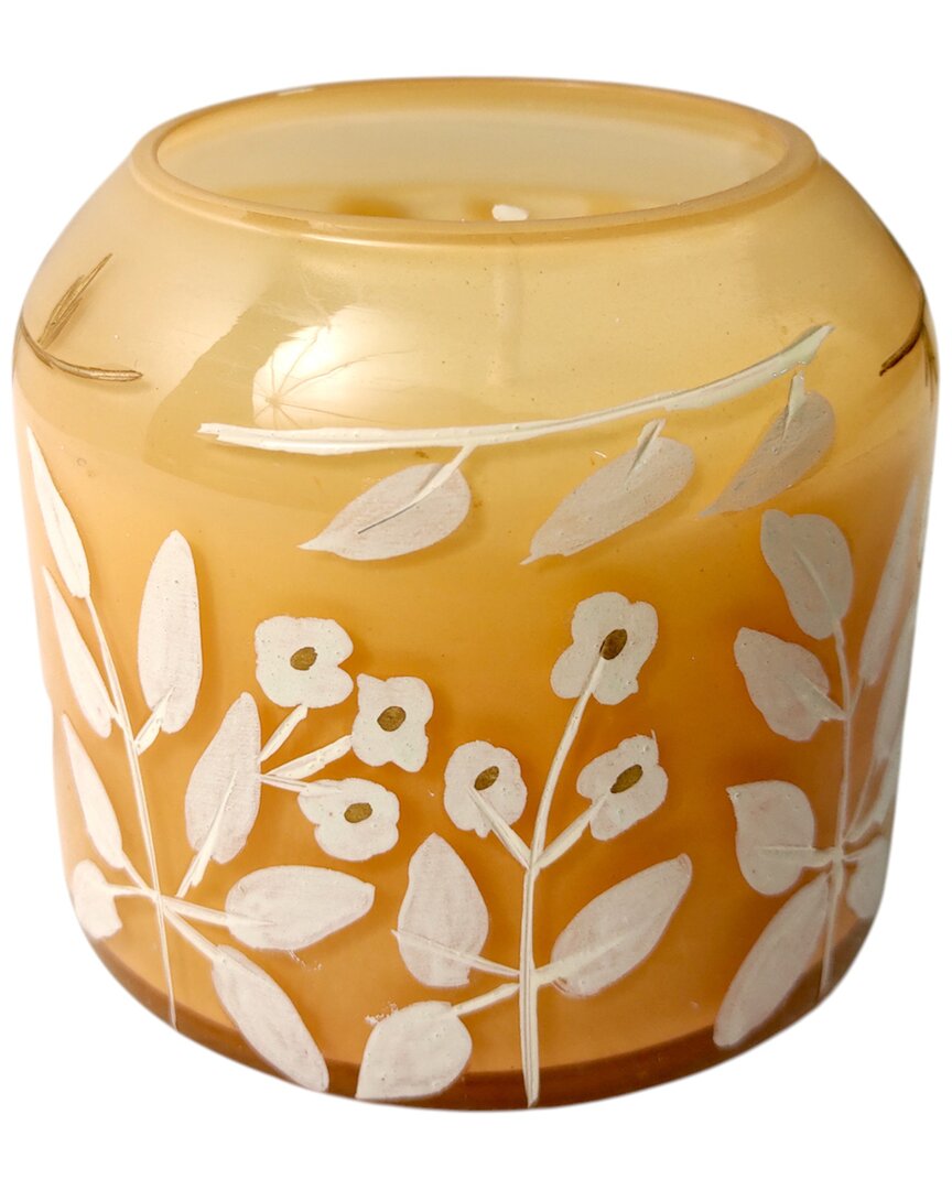 Sagebrook Home 4in 12oz Jasmine Floral Pattern Candle In Pink
