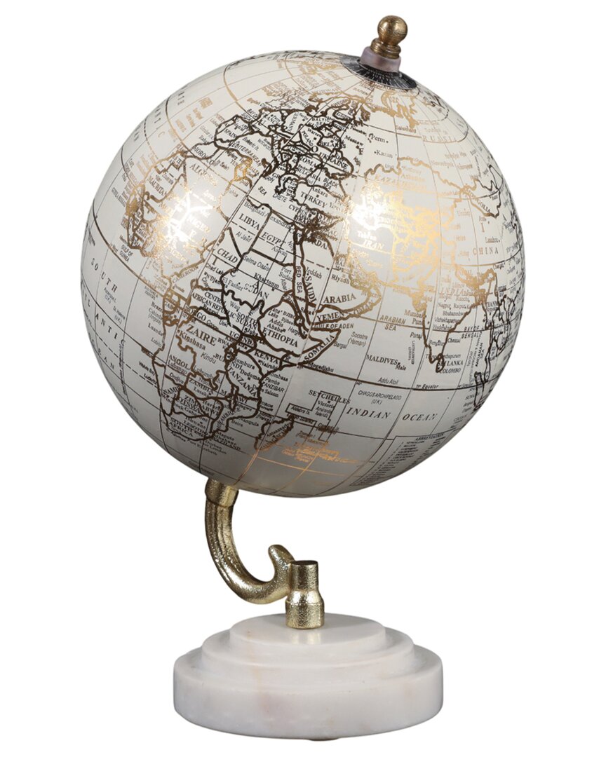 Sagebrook Home 9x6 Globe On Ridged Marble Base In Gold
