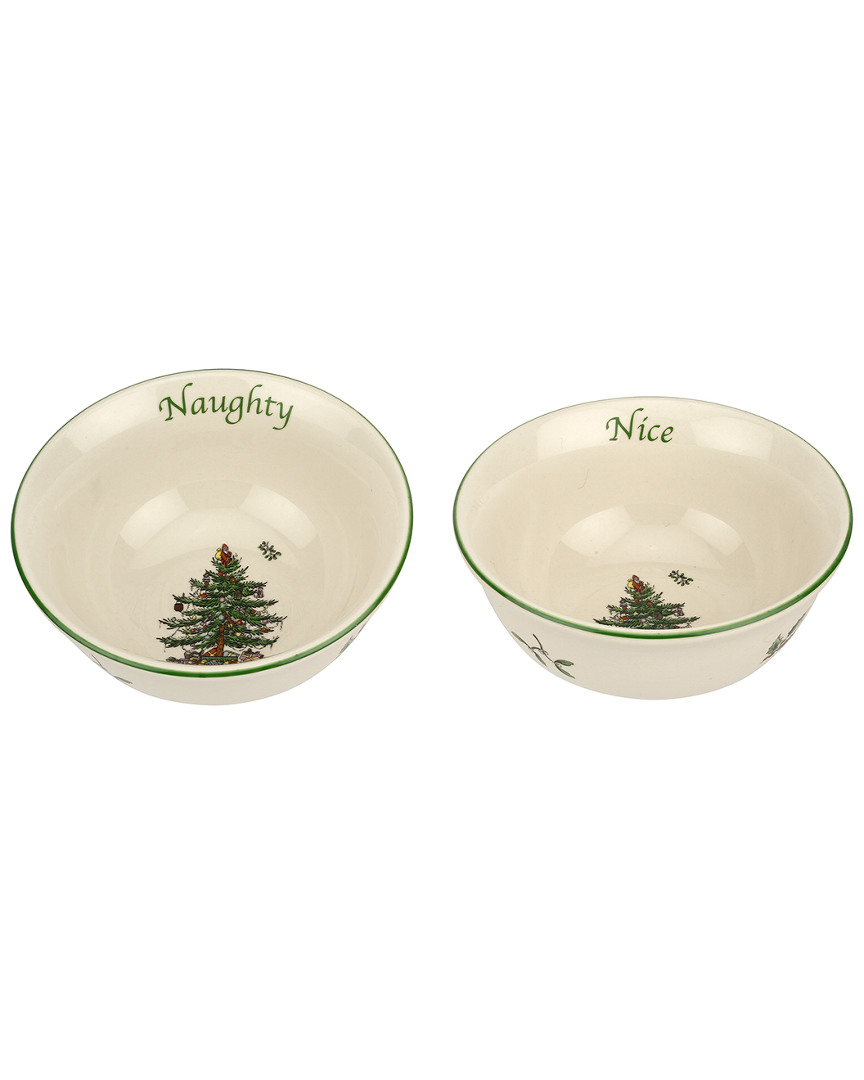 Spode Christmas Tree Set 2 Dipping Bowls In Neutral