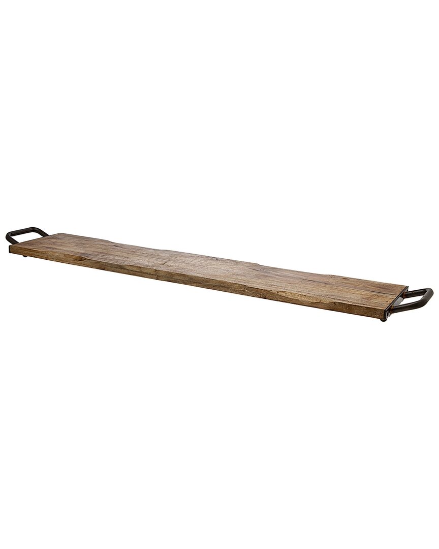 Godinger Rectangular Wood Handled Tray In Brown
