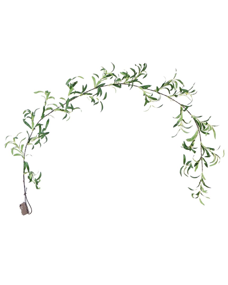 Nearly Natural 6.5ft Lighted Artificial Olive Garland With 100 Warm White Led Lights In Green