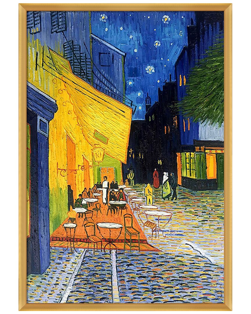 La Pastiche Cafe Terrace At Night Canvas Art Print In Multicolor