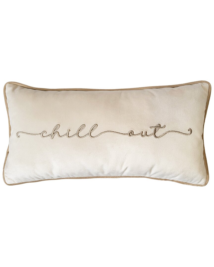 Edie Home 'chill Out' Embroidered Typography Decorative Pillow In White